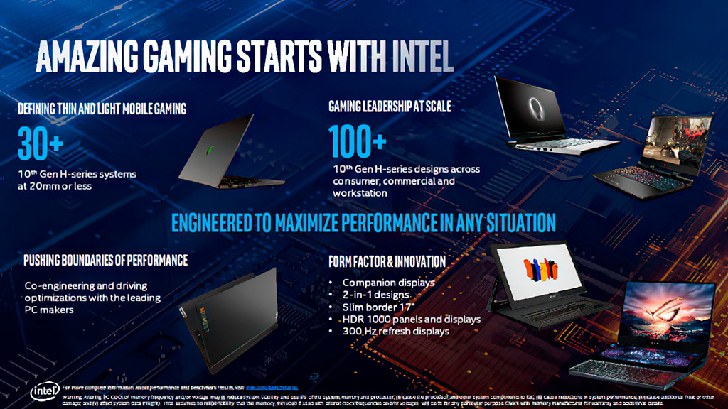 Intel представила 10-ое поколение мобильных процессоров Comet Lake-H