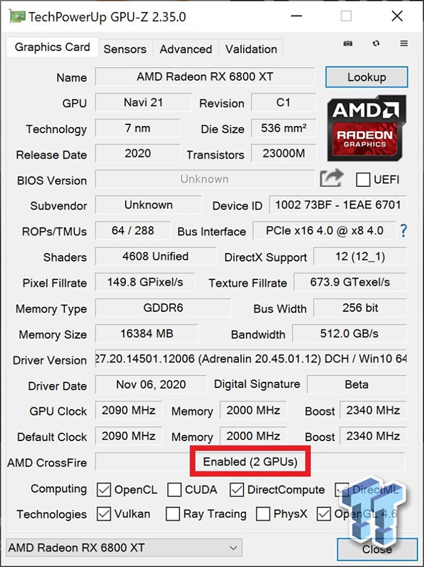 Пара видеокарт Radeon RX 6800 XT в режиме mGPU обошла GeForce RTX 3090