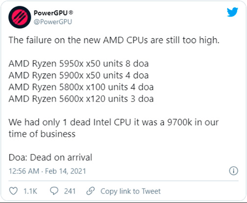 Процессоры AMD Ryzen 5000 имеют высокий процент брака