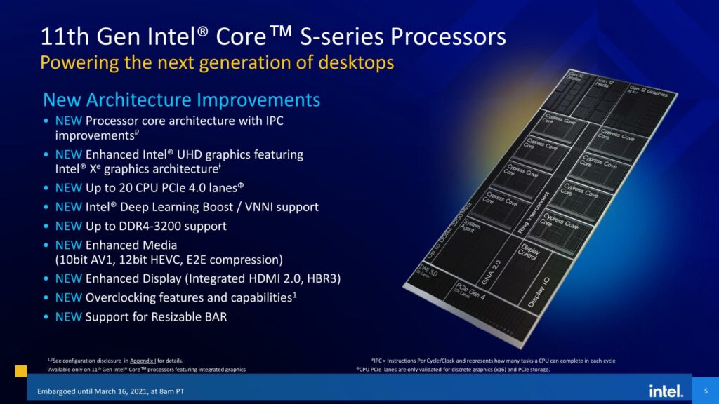 Intel представила процессоры Rocket Lake 11-го поколения с увеличенным на 19% IPC
