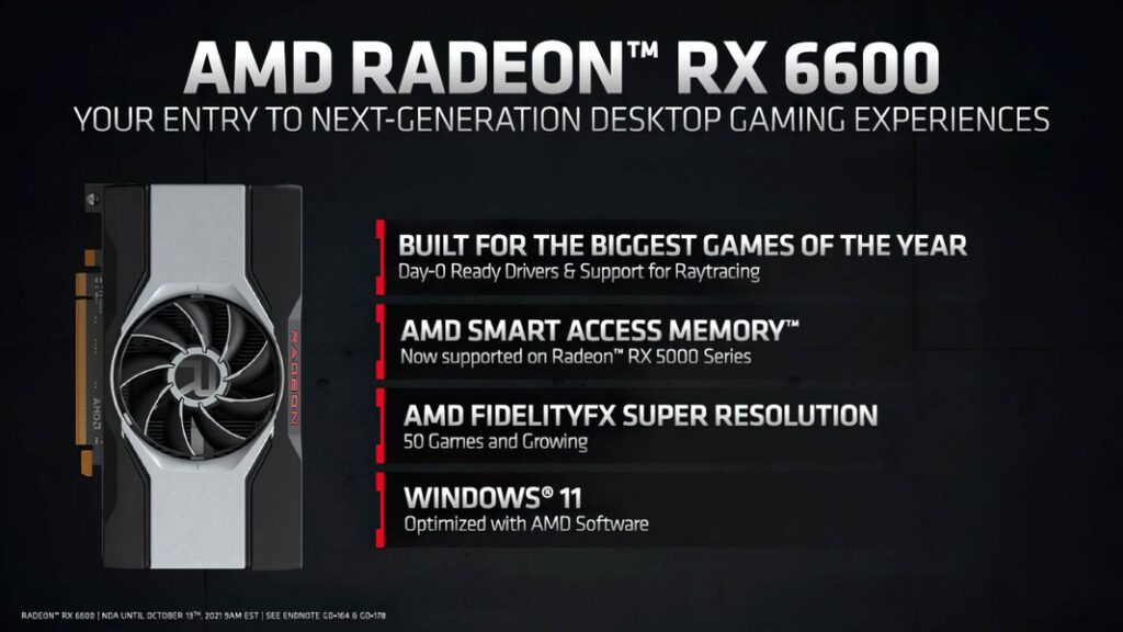 AMD представила видеокарту Radeon RX 6600 8GB: На одном уровне с GeForce RTX 3060